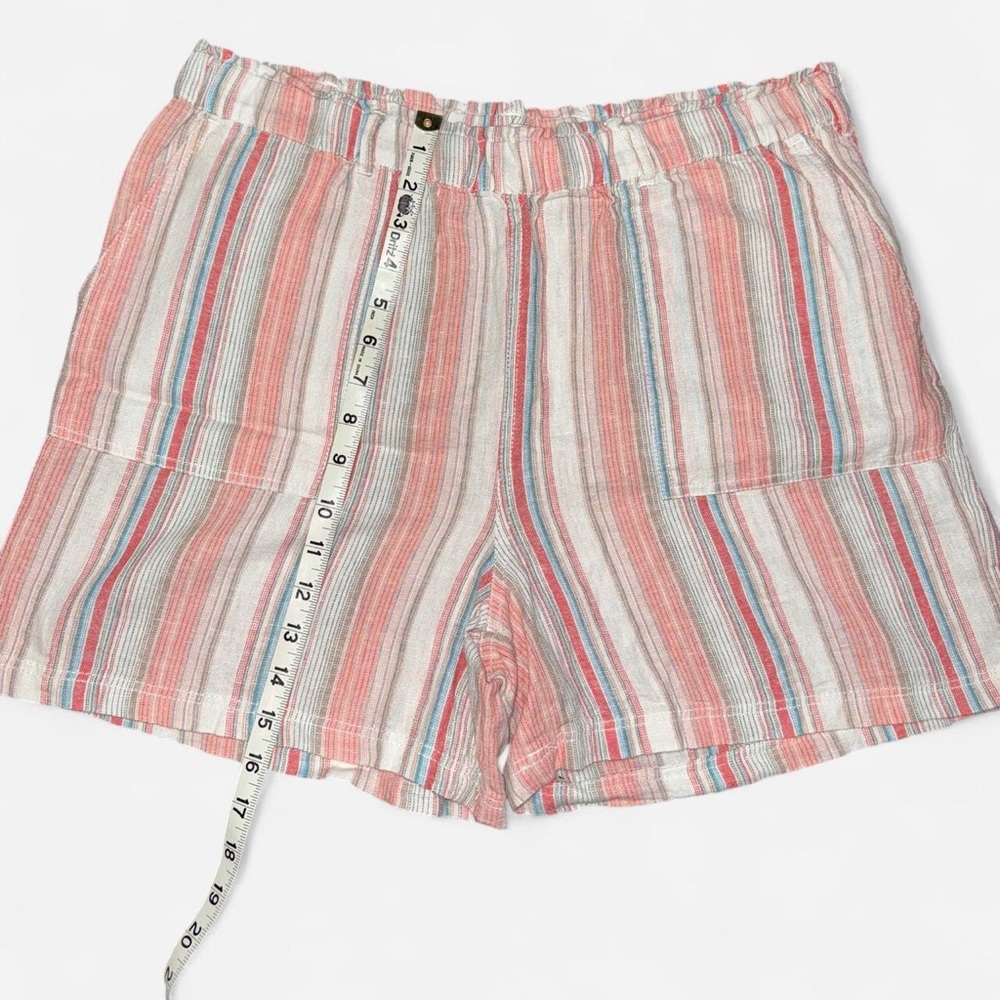 Pink and White Striped Linen High Waisted Shorts - Picture 4 of 8